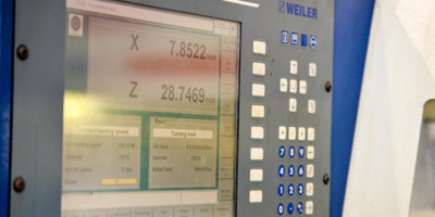 Control panel of a CNC lathe